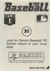 1990 Panini Stickers #30 Claudell Washington Back