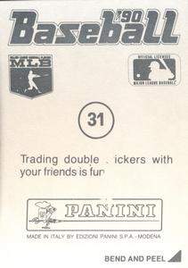 1990 Panini Stickers #31 Wally Joyner Back