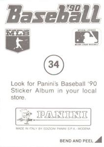1990 Panini Stickers #34 Jim Abbott Back