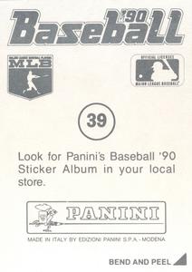 1990 Panini Stickers #39 Chili Davis Back