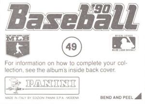 1990 Panini Stickers #49 White Sox Helmet Back