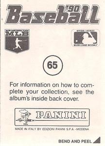 1990 Panini Stickers #65 Joe Carter Back