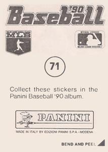 1990 Panini Stickers #71 Lou Whitaker Back