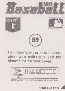 1990 Panini Stickers #89 Tom Gordon Back
