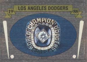 1990 Panini Stickers #189 1988 World Series Ring Front