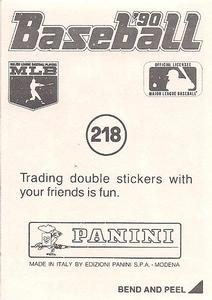 1990 Panini Stickers #218 Jeff Treadway Back