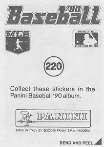 1990 Panini Stickers #220 Joe Boever Back