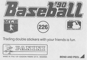 1990 Panini Stickers #226 Braves Helmet Back