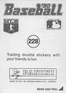 1990 Panini Stickers #228 John Smoltz Back