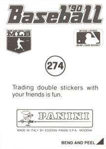1990 Panini Stickers #274 Jay Howell Back