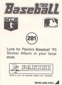 1990 Panini Stickers #281 Tim Belcher Back