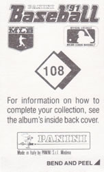 1991 Panini Stickers #108 Ken Howell Back