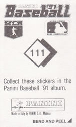 1991 Panini Stickers #111 Bobby Bonilla Back