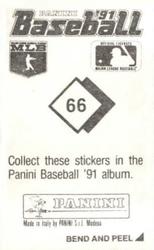 1991 Panini Stickers #66 Dave Martinez Back