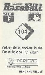 1991 Panini Stickers #104 Dale Murphy Back