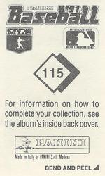 1991 Panini Stickers #115 Neal Heaton Back
