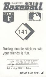 1991 Panini Stickers #141 Wally Joyner Back