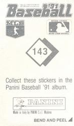 1991 Panini Stickers #143 Athletics Logo Back