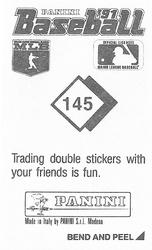 1991 Panini Stickers #145 Mark McGwire Back