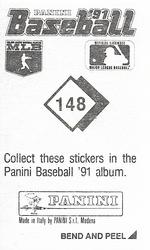 1991 Panini Stickers #148 Dennis Eckersley Back