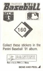 1991 Panini Stickers #160 Dave Stieb Back