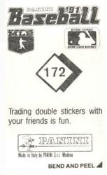 1991 Panini Stickers #172 Sandy Alomar, Jr. Back