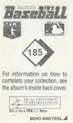1991 Panini Stickers #185 Alvin Davis Back