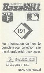 1991 Panini Stickers #191 Harold Reynolds Back