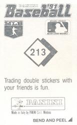 1991 Panini Stickers #213 Dwight Evans Back