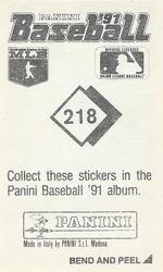1991 Panini Stickers #218 Jeff Reardon Back