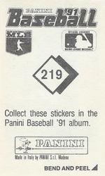 1991 Panini Stickers #219 Tony Pena Back