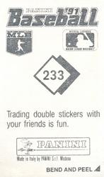 1991 Panini Stickers #233 Lou Whitaker Back