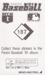 1991 Panini Stickers #187 Edgar Martinez Back