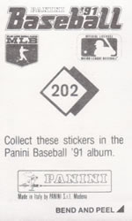 1991 Panini Stickers #202 Ruben Sierra Back