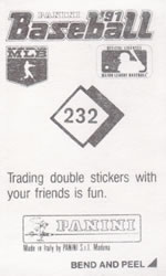 1991 Panini Stickers #232 Cecil Fielder Back
