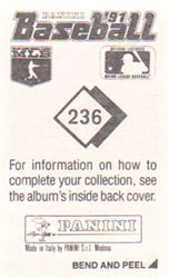 1991 Panini Stickers #236 Mike Henneman Back