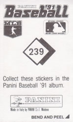 1991 Panini Stickers #239 Lloyd Moseby Back