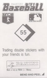 1991 Panini Stickers #55 Dodgers Logo Back
