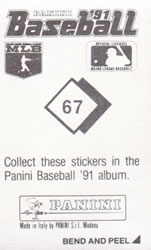 1991 Panini Stickers #67 Mark Gardner Back