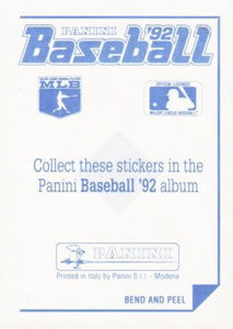 1992 Panini Stickers #113 Tigers Team Logo Back
