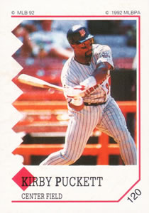 1992 Panini Stickers #120 Kirby Puckett Front