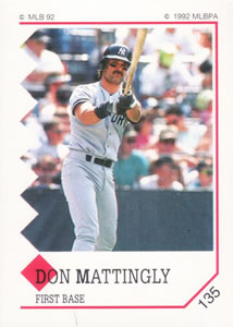 1992 Panini Stickers #135 Don Mattingly Front