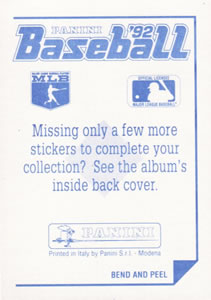 1992 Panini Stickers #143 Yankees Team Logo Back