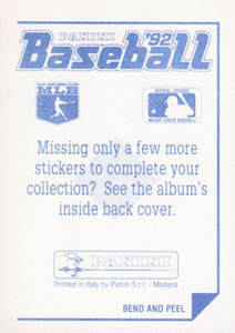 1992 Panini Stickers #190 Dodgers Team Logo Back
