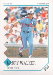 1992 Panini Stickers #206 Larry Walker Front