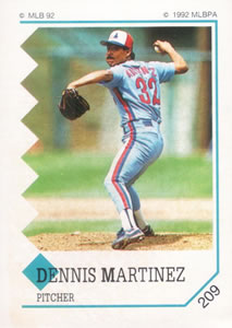 1992 Panini Stickers #209 Dennis Martinez Front