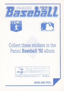 1992 Panini Stickers #210 Giants Team Logo Back