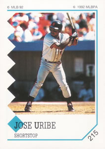 1992 Panini Stickers #215 Jose Uribe Front