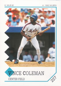 1992 Panini Stickers #227 Vince Coleman Front