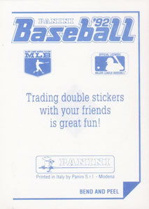 1992 Panini Stickers #23 Athletics Team Logo Back